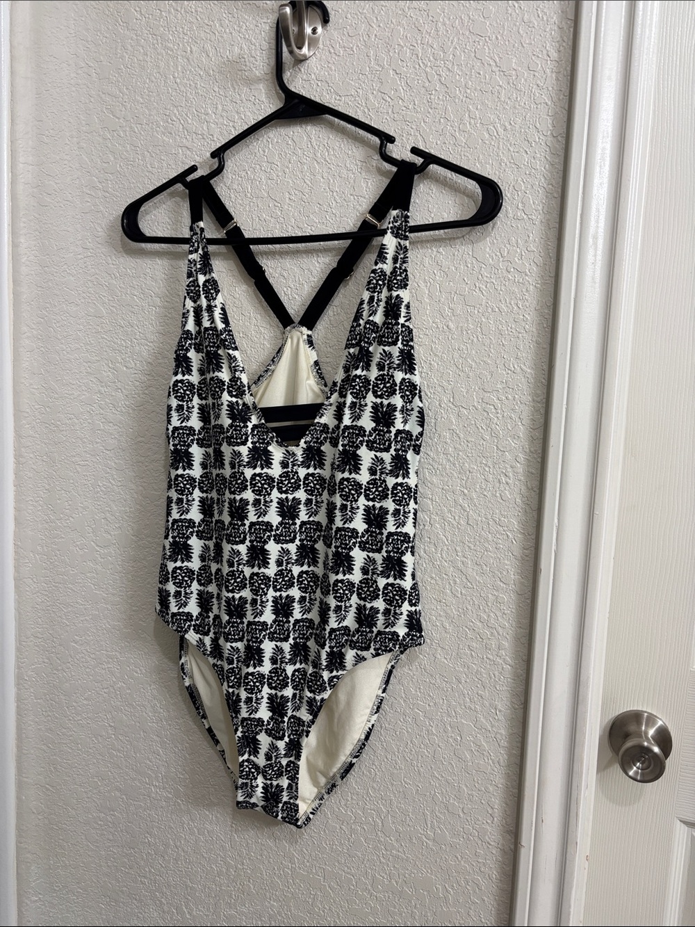 Shade & Shore Black and White Printed Junior  One-Piece -Straps are adjustable.
